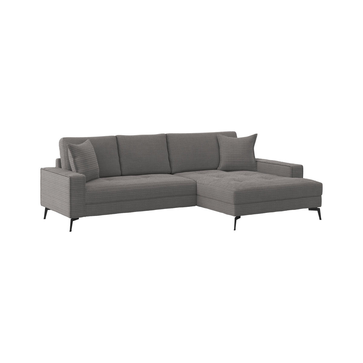 ECKSOFA ZERO Anthrazit Cord Zierkissen, Rückenkissen  - Anthrazit/Schwarz, Trend, Textil/Metall (286/173cm) - Livetastic