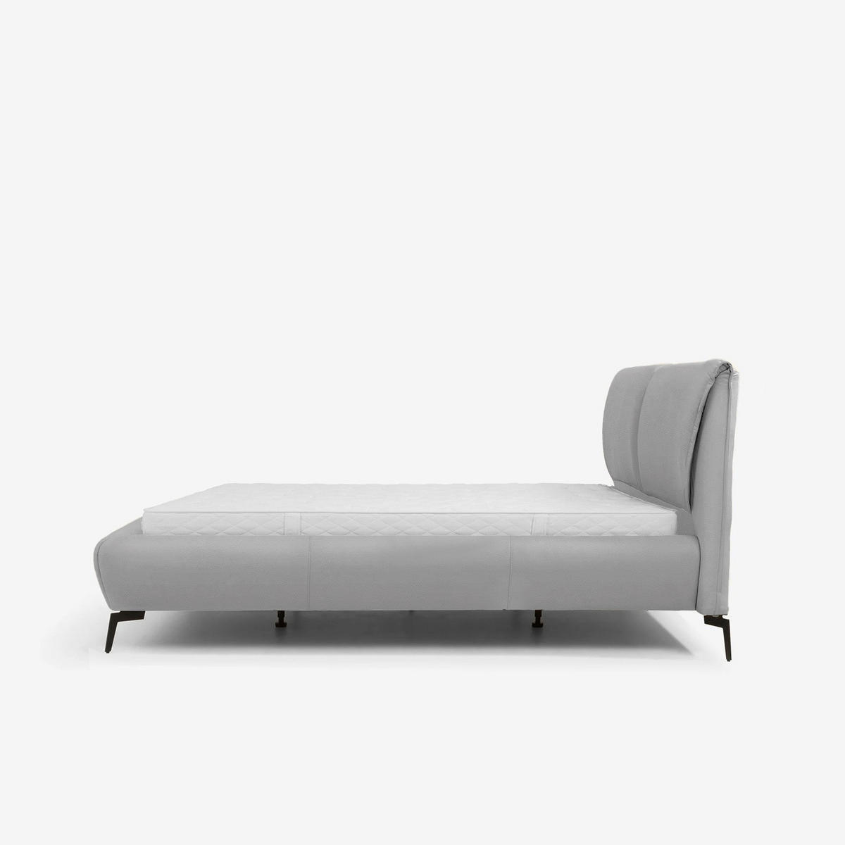 Pat, 160/200 cm, platinat - platinat/culoare crom, Basics, metal/piele (160/200cm) - Esposa