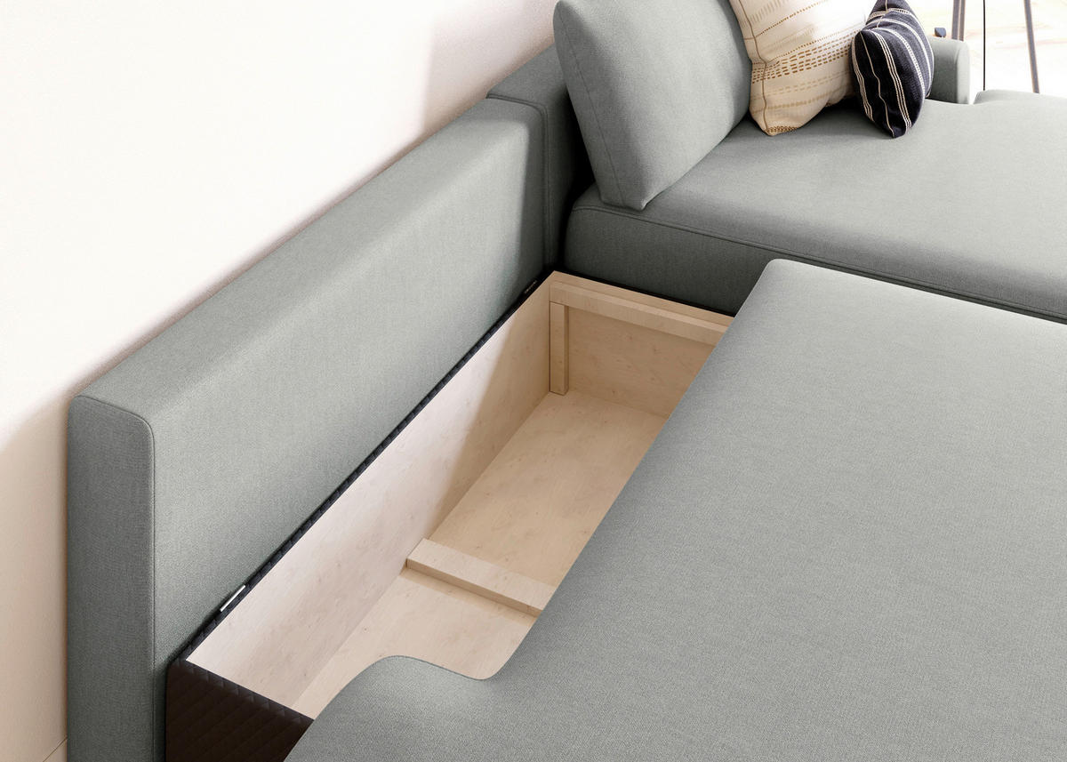 ECKSCHLAFSOFA in Struktur Grau  - Schwarz/Grau, Modern, Kunststoff/Textil (253/167cm) - Trendmanufaktur