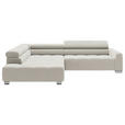 ECKSOFA in Cord Weiß  - Chromfarben/Weiß, KONVENTIONELL, Textil/Metall (219/311cm) - Hom`in