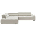 ECKSOFA in Cord Weiß  - Chromfarben/Weiß, KONVENTIONELL, Textil/Metall (219/311cm) - Hom`in