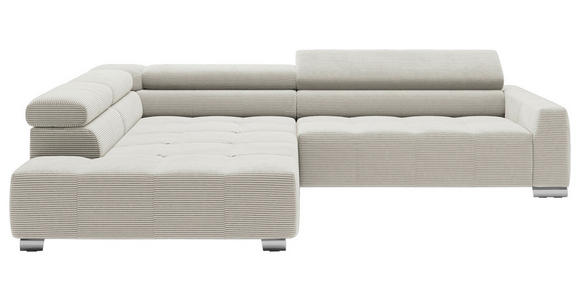 ECKSOFA in Cord Weiß  - Chromfarben/Weiß, KONVENTIONELL, Textil/Metall (219/311cm) - Hom`in