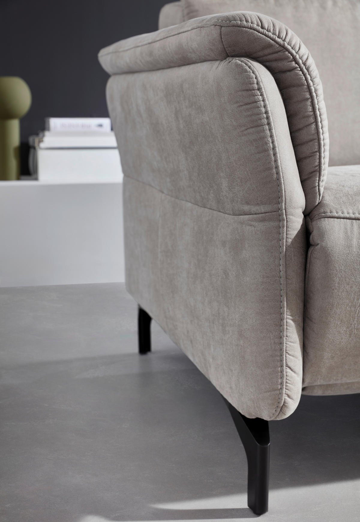 2-SITZER-SOFA Lederlook Hellgrau  - Hellgrau/Schwarz, KONVENTIONELL, Textil/Metall (194/103/92cm) - Dieter Knoll