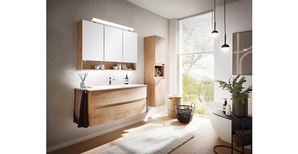 SPIEGELSCHRANK 120/80/15 cm - Chromfarben/Eichefarben, Design, Glas/Holzwerkstoff (120/80/15cm) - Novel