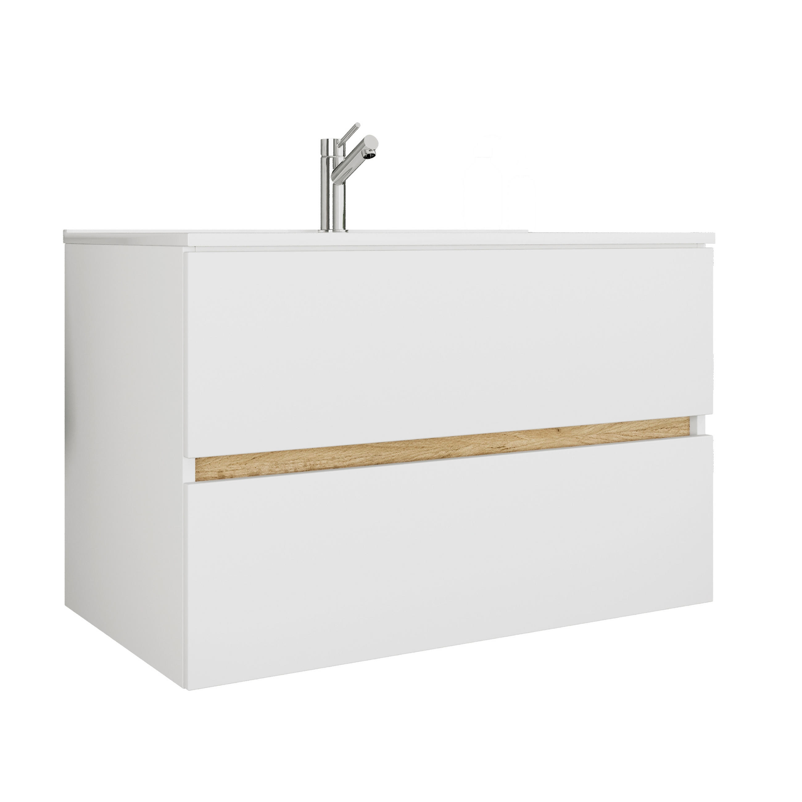 BADRUM - vit/honungsek, Trend, trämaterial/keramik (81/51/47cm) - MID.YOU