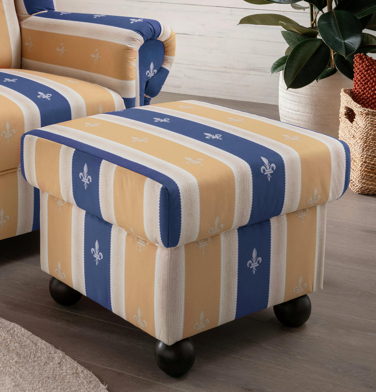 HOCKER in Textil Blau  - Wengefarben/Blau, KONVENTIONELL, Holz/Textil (56/46/56cm) - Livetastic