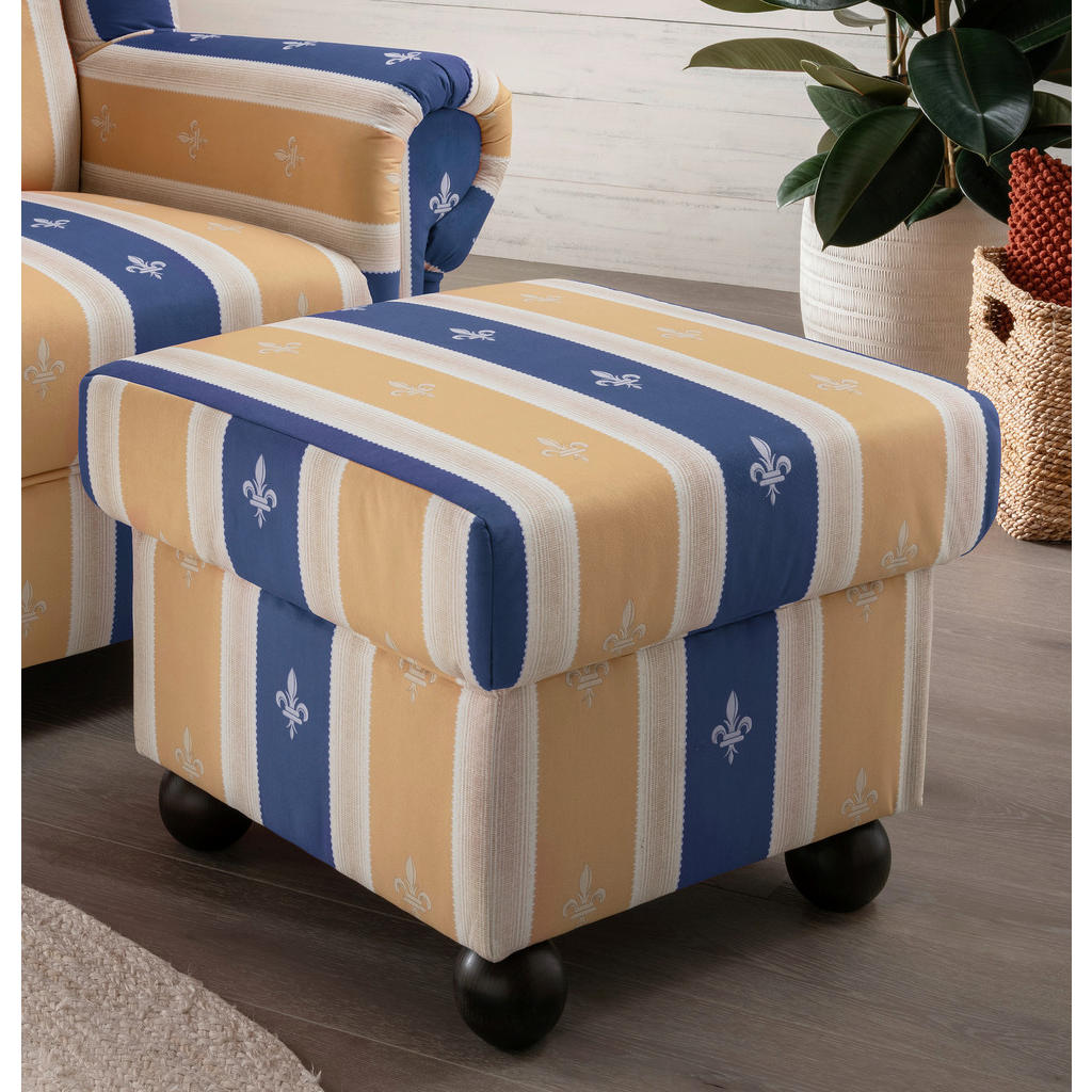 Thumbnail - Livetastic Hocker, Blau, Textil, Buche, Streifen, quadratisch, 56x46x56 cm, Made in EU, Wohnzimmer, Hocker, Sitzhocker