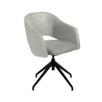 ARMLEHNSTUHL  Stoffauswahl, Wippfunktion, Sitzfläche 360° drehbar, gepolsterte Armlehnen Flachgewebe  - Hellgrau/Schwarz, Design, Textil/Metall (63/74-90/57-73cm) - Koinor