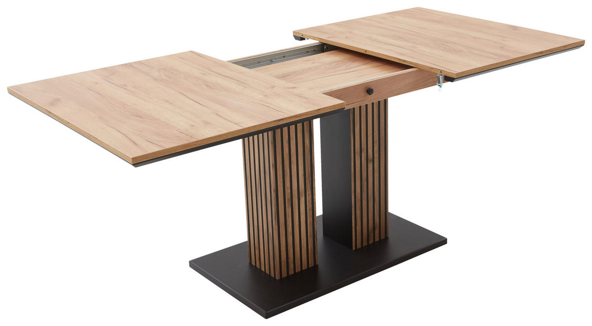 ESSTISCH in Holzwerkstoff 160-200/90/76 cm  - Eichefarben/Schwarz, Design, Holzwerkstoff (160-200/90/76cm) - Valdera