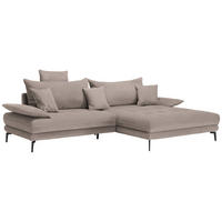 ECKSOFA PRATO Hellbraun Flachgewebe  - Hellbraun/Schwarz, MODERN, Textil/Metall (292/176cm) - MID.YOU