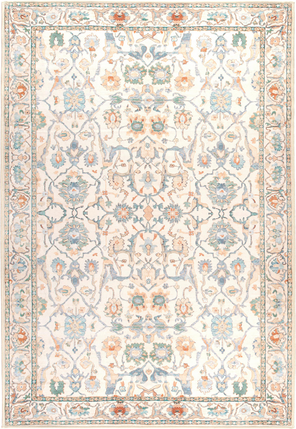 VINTAGE-TEPPICH Living Zaveran 130/190 cm  in Terracotta, Perlmutt, Graublau  - Graublau/Perlmutt, LIFESTYLE, Kunststoff/Textil (130/190cm) - Lindorug