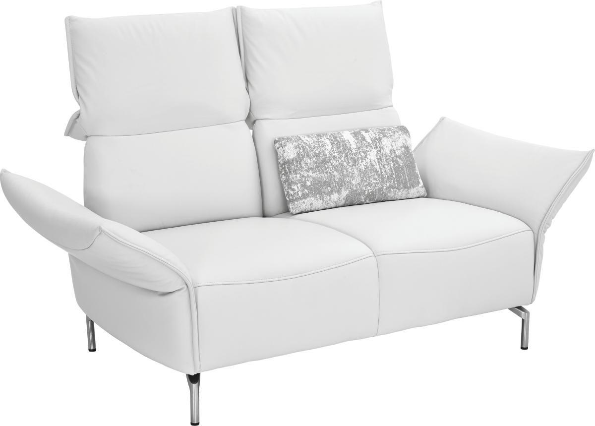 2-SITZER-SOFA in Echtleder Weiss  - Weiss/Nickelfarben, Design, Leder/Metall (160/107/88cm) - Koinor