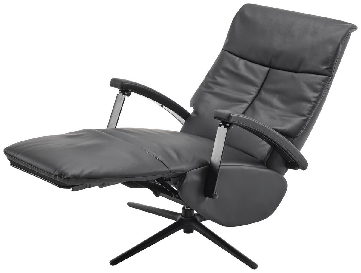 RELAXSESSEL Lederlook Echtleder    - Schwarz, MODERN, Leder/Textil (67,5/118/78cm) - Livetastic