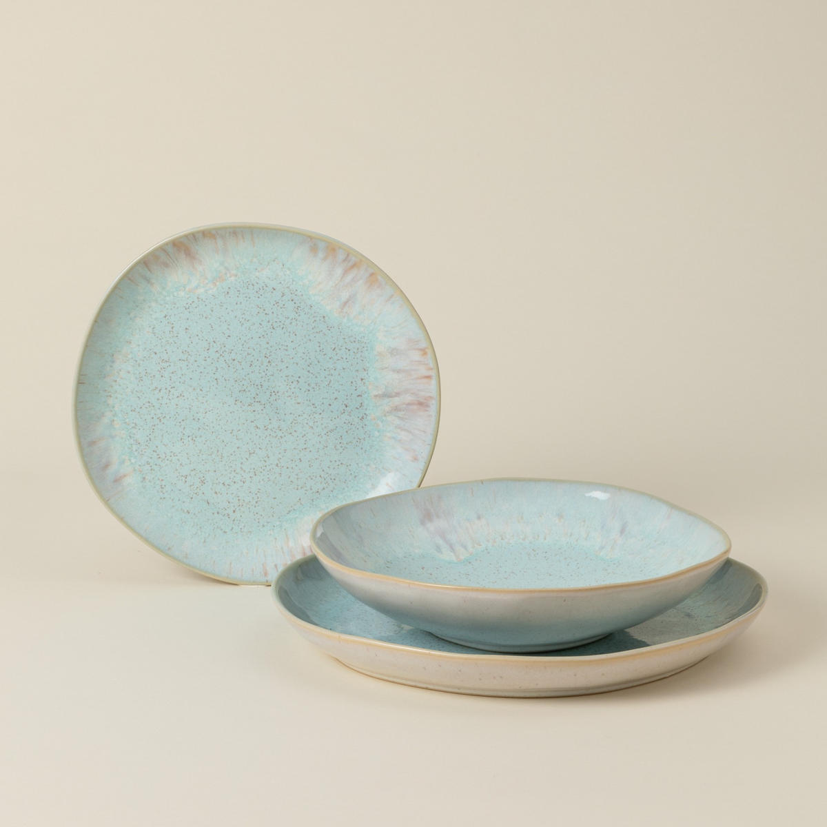 KOMBISERVICE Creme, Pastellblau EIVISSA 12-teilig 4 Personen  - Pastellblau/Creme, Basics, Keramik - Costa Nova
