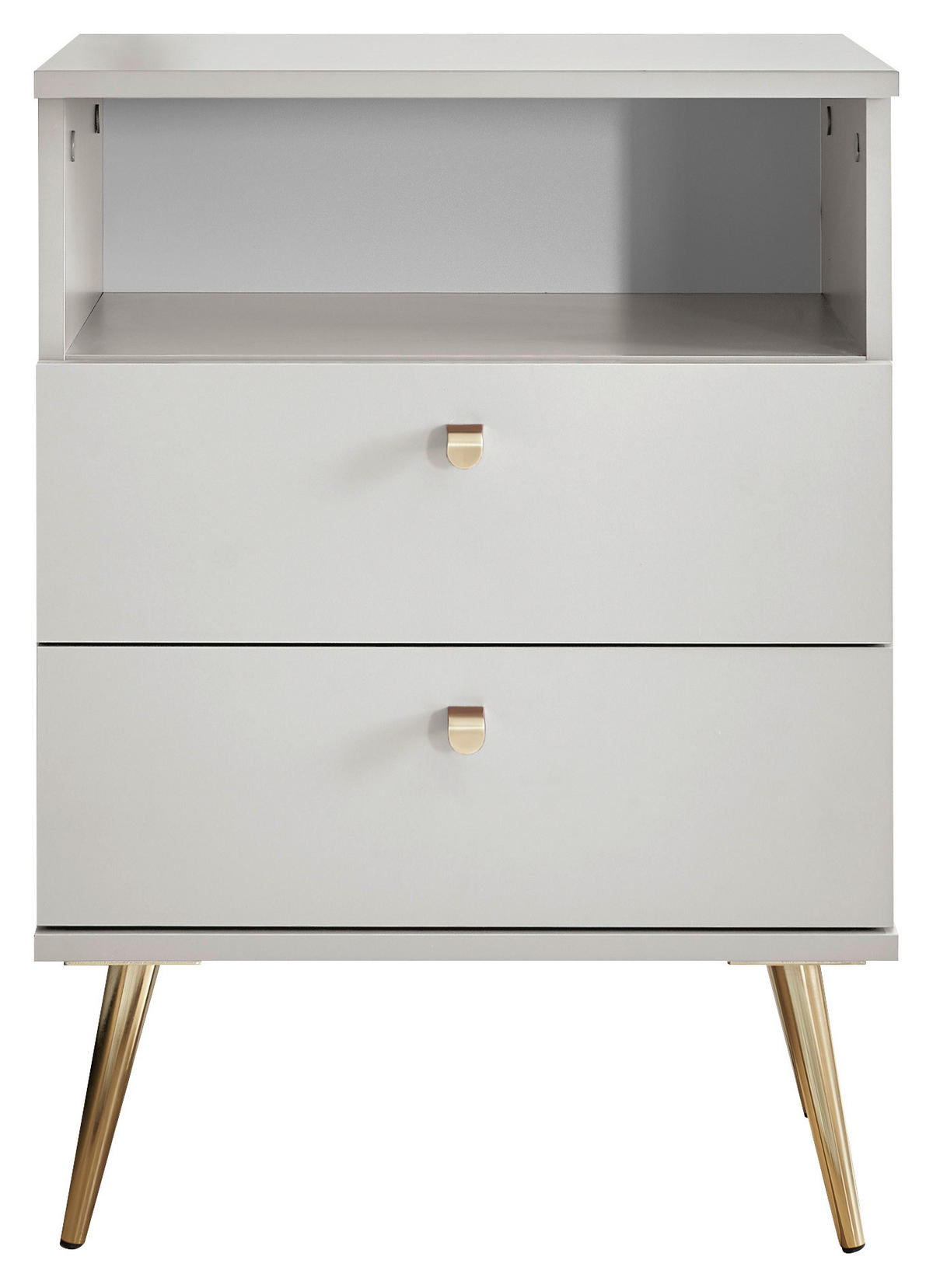 SÄNGBORD i vit  - vit/mässingsfärgad, Klassisk, metall/trämaterial (50/70/34cm) - Carryhome