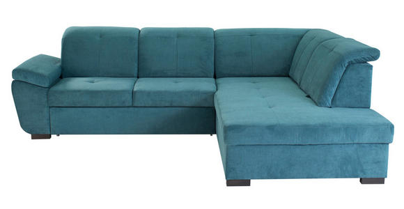 WOHNLANDSCHAFT  in Flachgewebe Petrol  - Petrol/Schwarz, KONVENTIONELL, Holz/Holzwerkstoff (280/202cm) - Xora