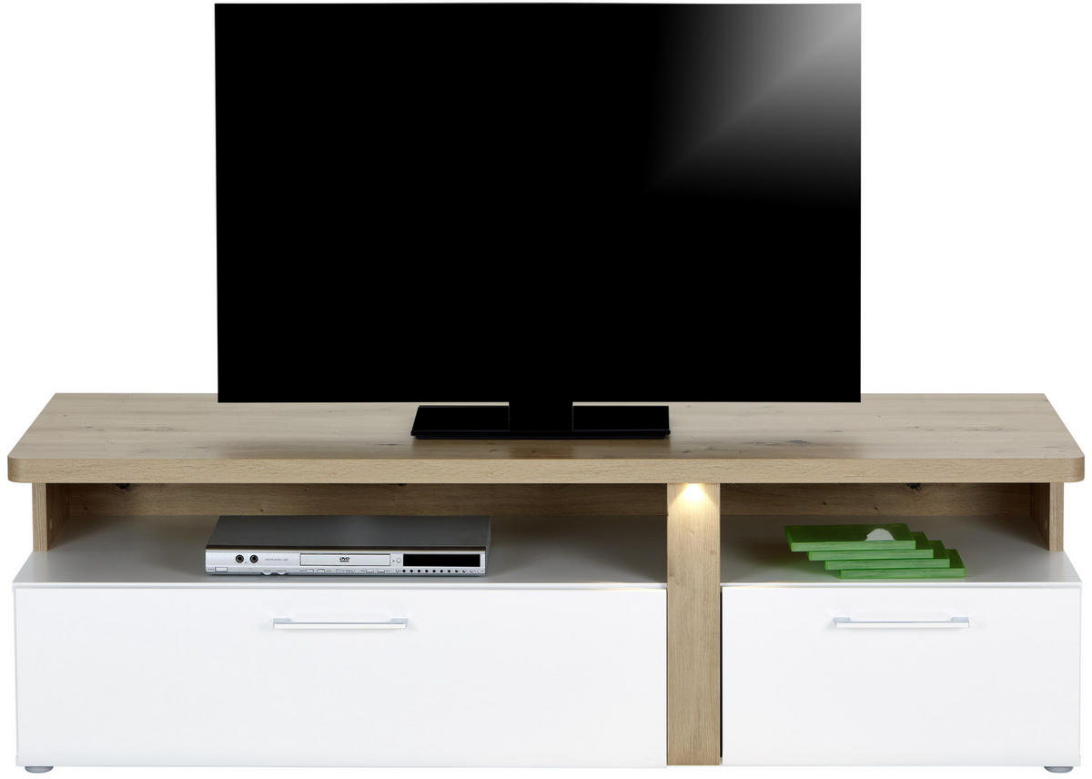 TV-ELEMENT bela, barve hrasta  - barve kroma/siva, Moderno, kovina/umetna masa (163,2/50,7/53,9cm) - Hom`in