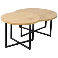 SADA KONFERENČNÍCH STOLKŮ, černá, barvy dubu, kov, kompozitní dřevo, 60-80/60-80/35-45 cm - černá/barvy dubu, Design, kov/kompozitní dřevo (60-80/60-80/35-45cm) - Boxxx