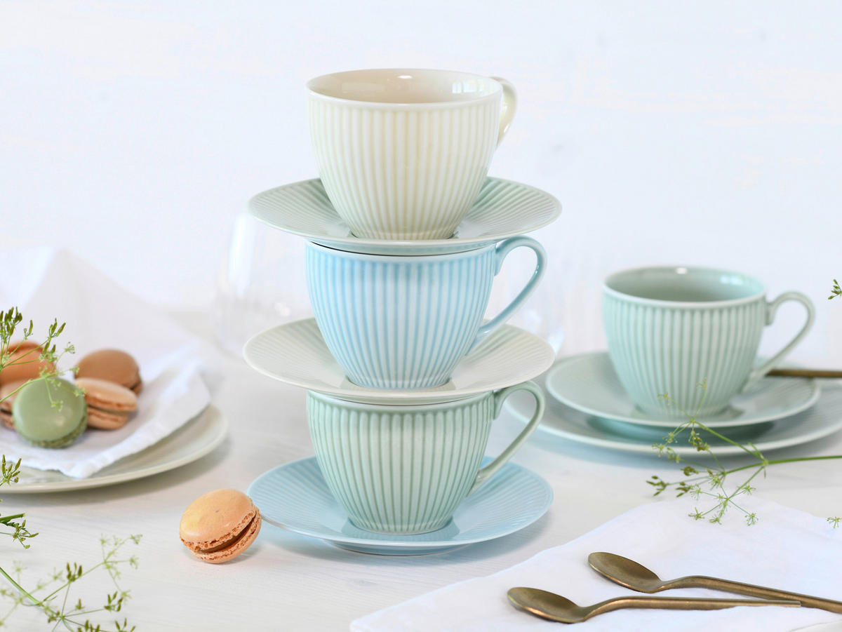 KAFFEESERVICE Creme, Pastellgrün, Pastellblau Valenica Pastell 18-teilig  - Pastellblau/Pastellgrün, Basics, Keramik - Creatable