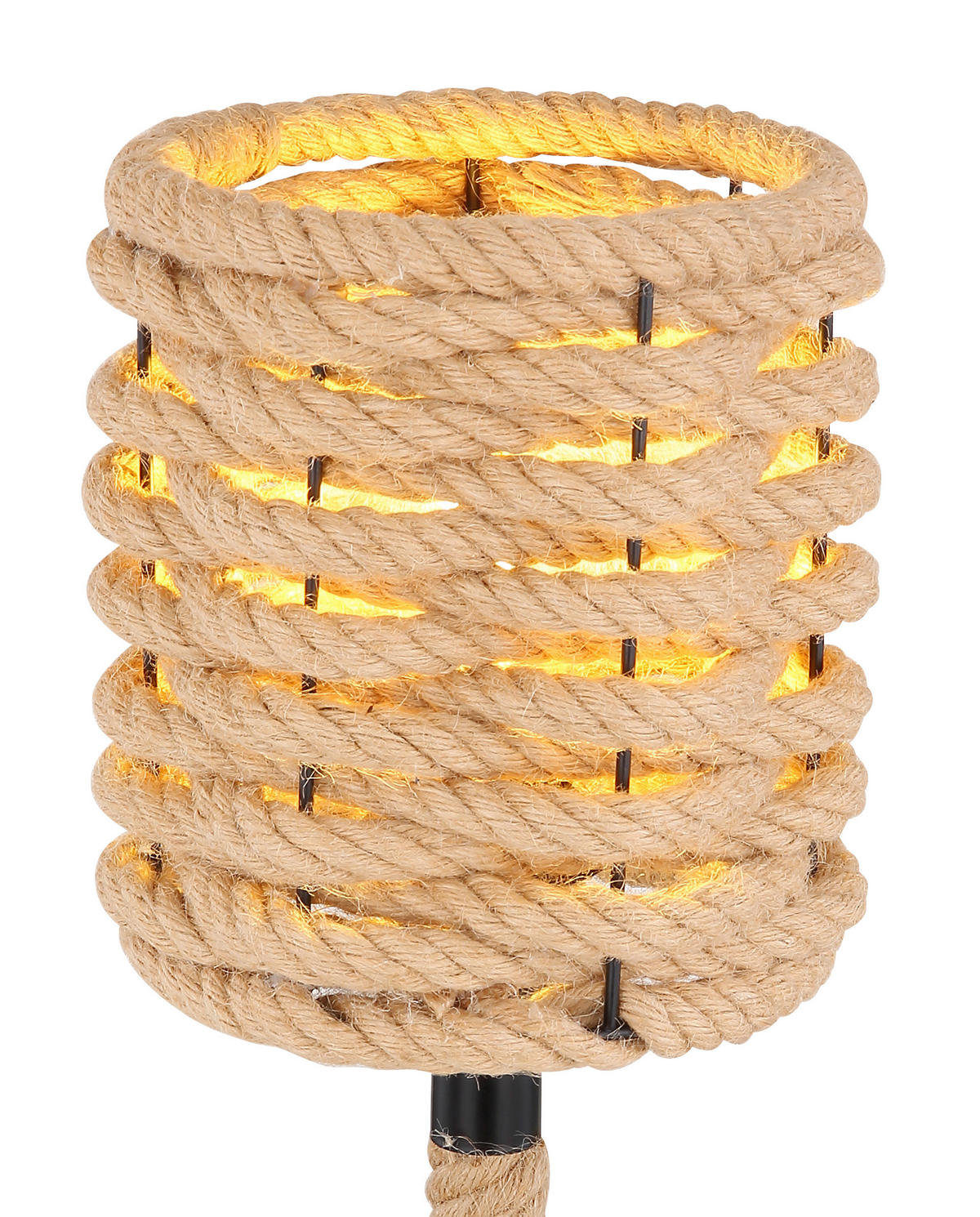 STOLNÍ LAMPA, E27, 16,5/45 cm  - černá/hnědá, Konvenční, kov/přírodní materiály (16,5/45cm) - Globo