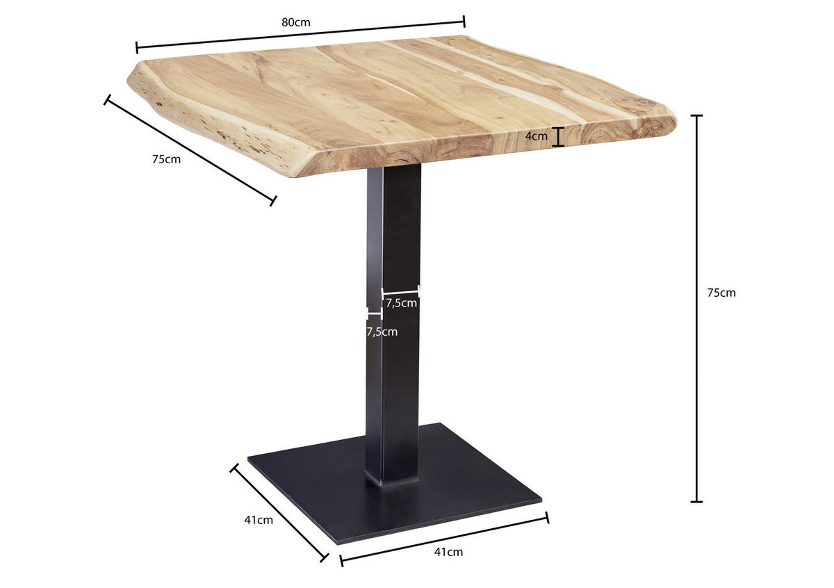 STOL ZA BLAGOVAONICU  prirodne boje  drvo      - prirodne boje/crna, Moderno, drvo/metal (80/75/75cm) - MID.YOU
