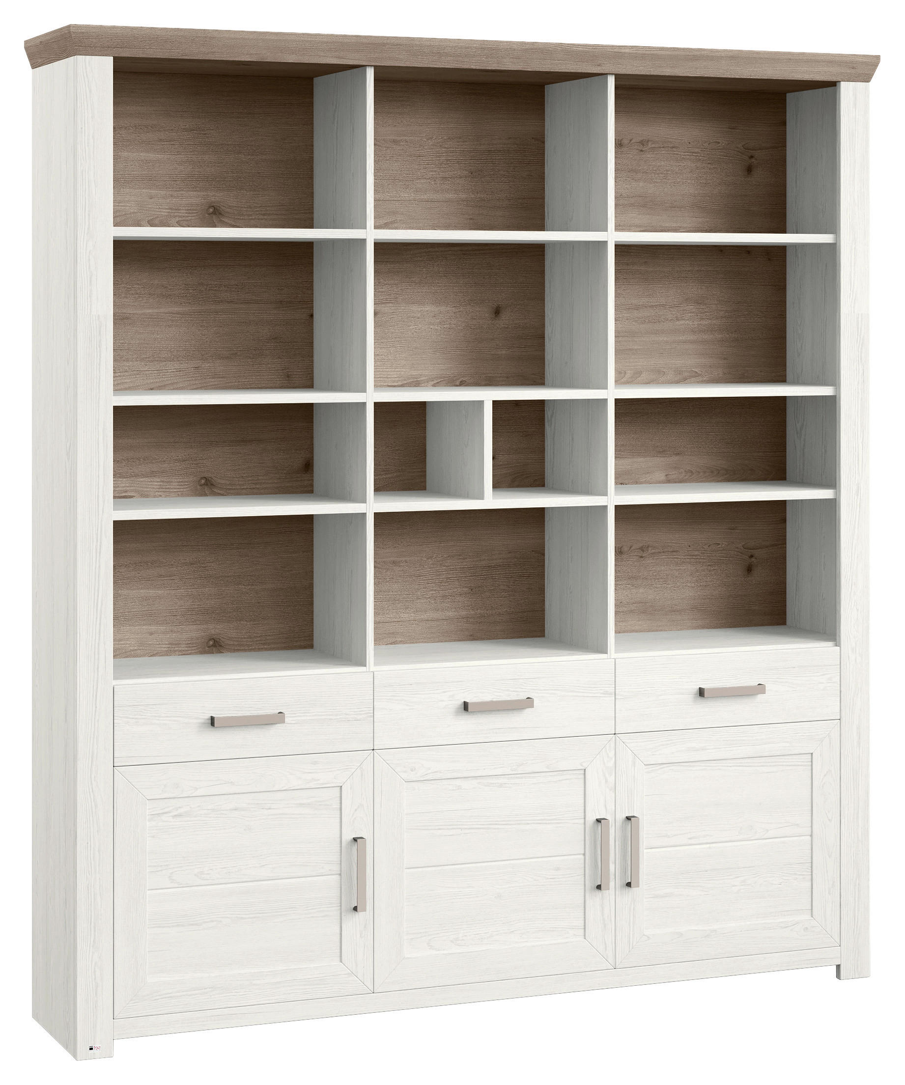 REGALKOMBINATION - Eichefarben/Weiß, Design, Holzwerkstoff/Metall (184,1/206,6/42,2cm) - SetOne by Musterring