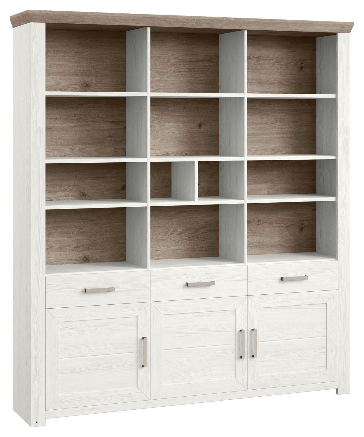 REGALKOMBINATION - Eichefarben/Weiß, Design, Holzwerkstoff/Metall (184,1/206,6/42,2cm) - SetOne by Musterring