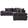 ECKSOFA Graphitfarben Velours  - Chromfarben/Graphitfarben, KONVENTIONELL, Kunststoff/Textil (247/247cm) - Carryhome