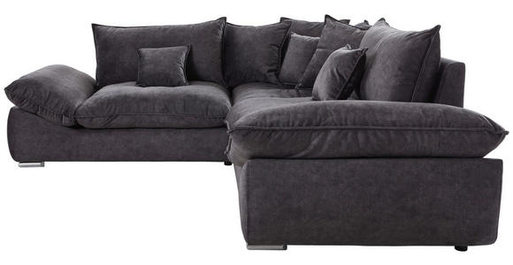 ECKSOFA Graphitfarben Velours  - Chromfarben/Graphitfarben, KONVENTIONELL, Kunststoff/Textil (247/247cm) - Carryhome