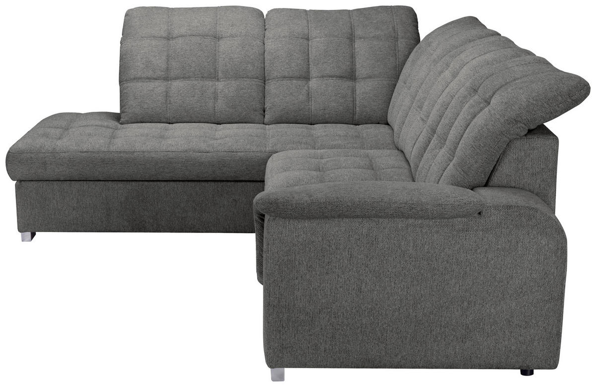ECKSOFA Graubraun Chenille  - Chromfarben/Graubraun, KONVENTIONELL, Kunststoff/Textil (205/260cm) - Carryhome