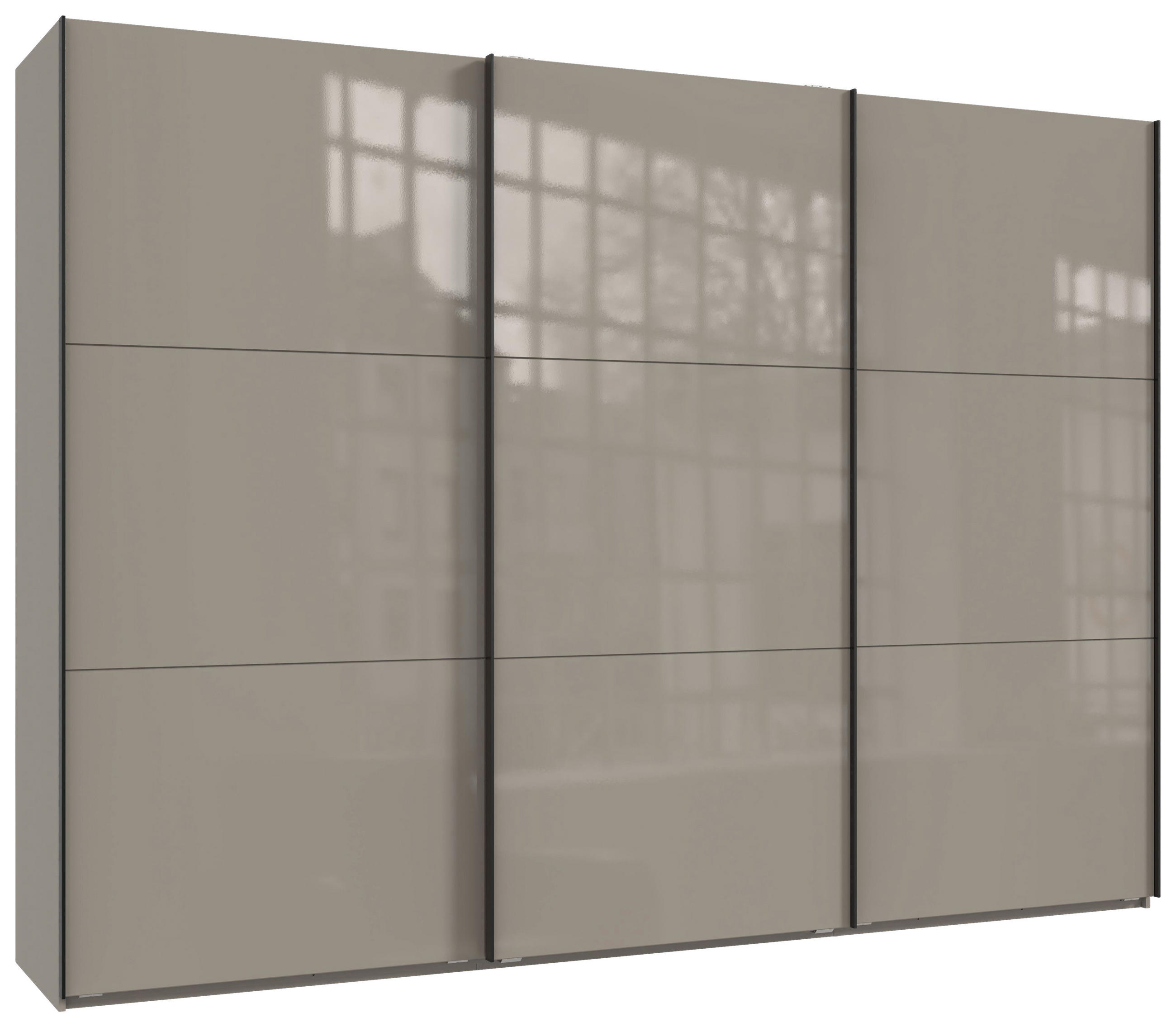 SCHWEBETÜRENSCHRANK  in Sahara  - Schwarz/Sahara, KONVENTIONELL, Glas/Holzwerkstoff (300/216/65cm) - Stylife