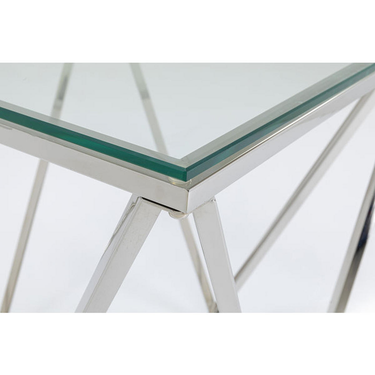 BEISTELLTISCH in Metall, Glas 50/50/55 cm  - Edelstahlfarben, Basics, Glas/Metall (50/50/55cm) - Kare-Design