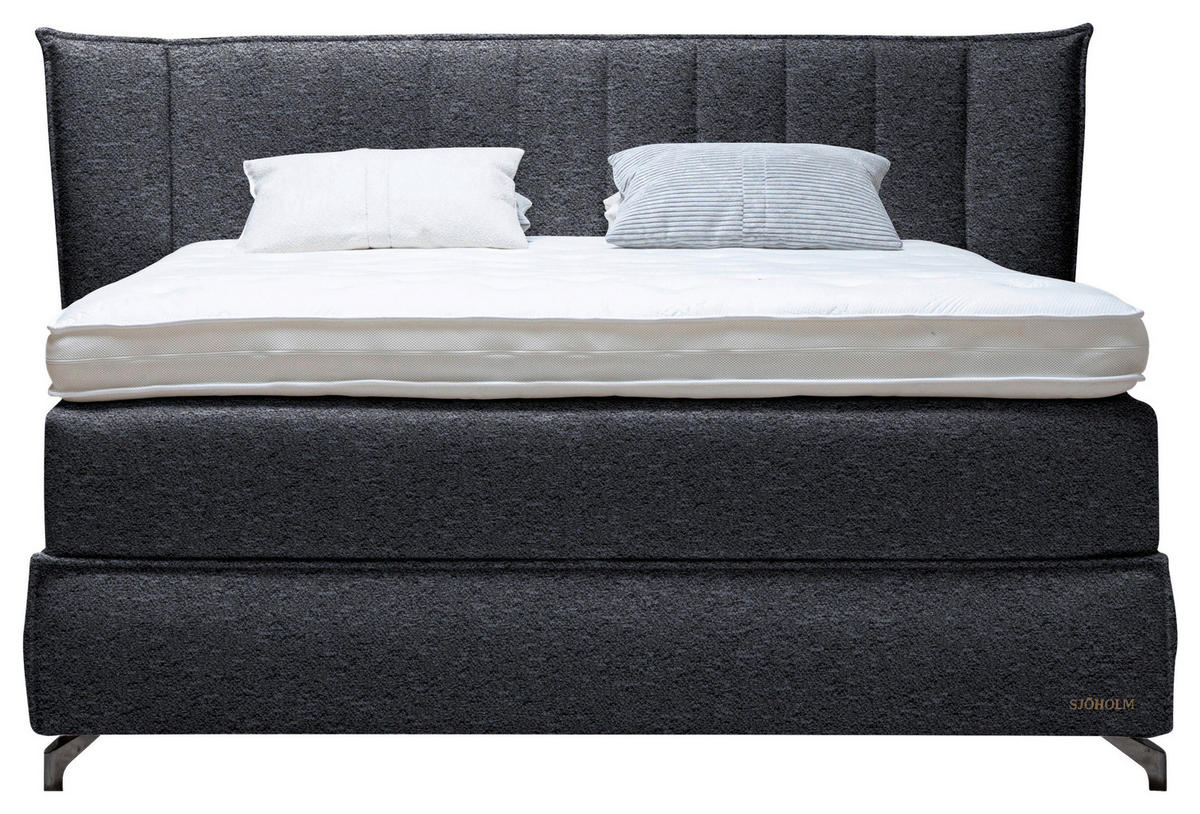 BOXSPRINGBETT 200/200 cm  in Dunkelgrau  - Dunkelgrau/Schwarz, Konventionell, Holz/Textil (200/200cm) - Sjöholm