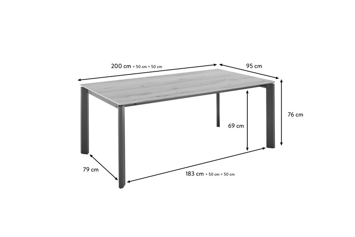 ESSTISCH in Metall, Holzwerkstoff 160-260/95/76 cm  - Eichefarben, Basics, Holzwerkstoff/Metall (160-260/95/76cm) - Celina Home