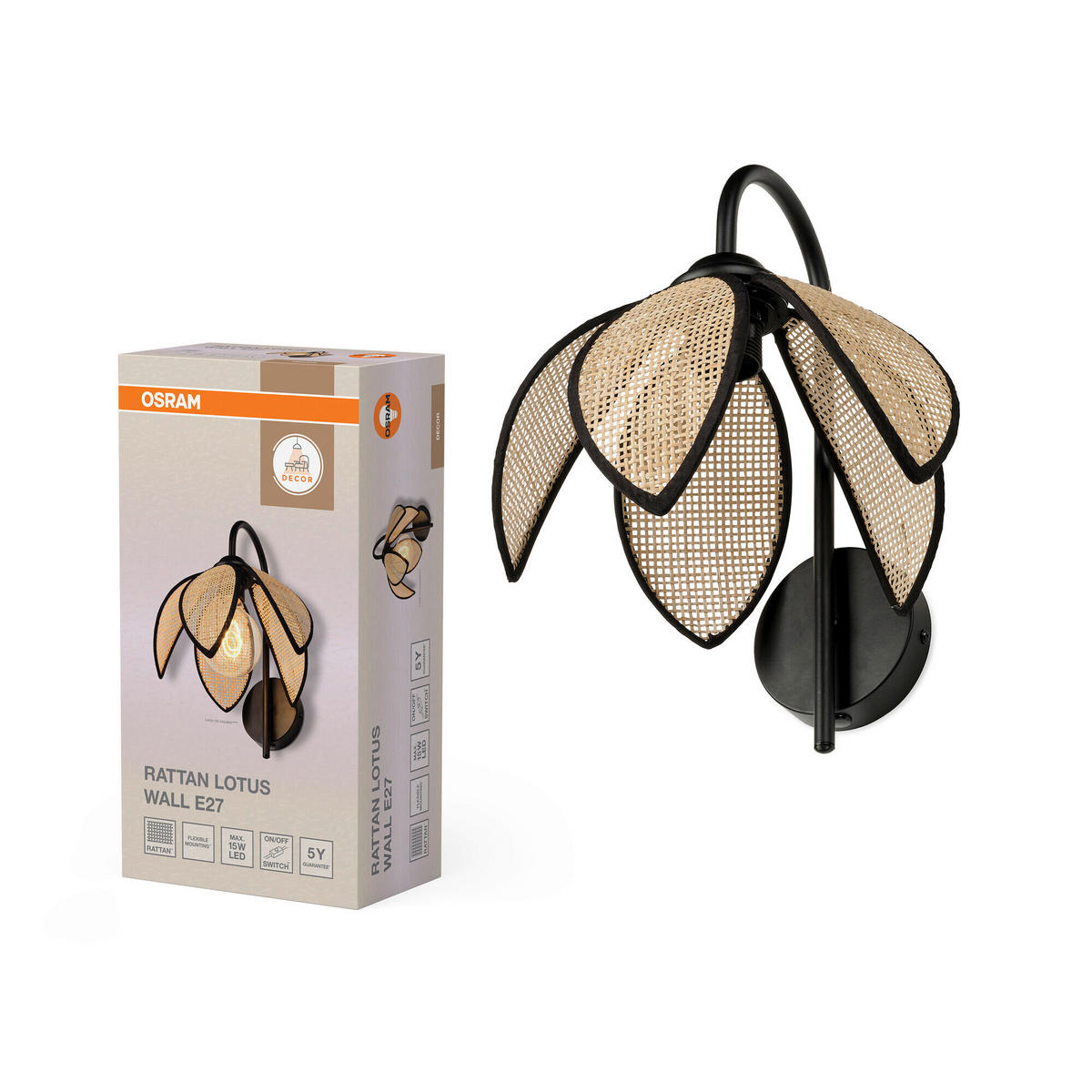 WANDLEUCHTE 21/27/34,5 cm   - Beige, Basics, Holz/Metall (21/27/34,5cm) - Osram