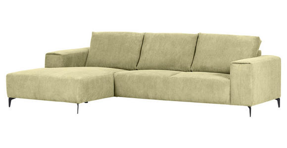ECKSOFA in Cord Hellgrün  170/285 cm  - Schwarz/Hellgrün, KONVENTIONELL, Textil/Metall (170/285cm) - Carryhome