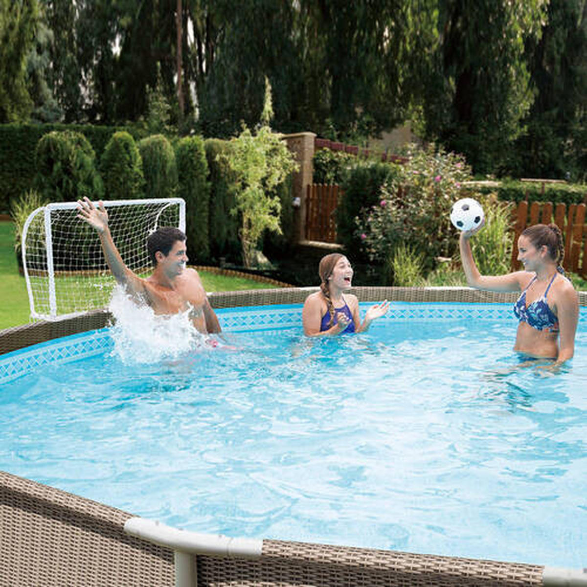 WASSER-BALL-SET MIT TOR - Weiß, KONVENTIONELL, Kunststoff (20/95/110cm)