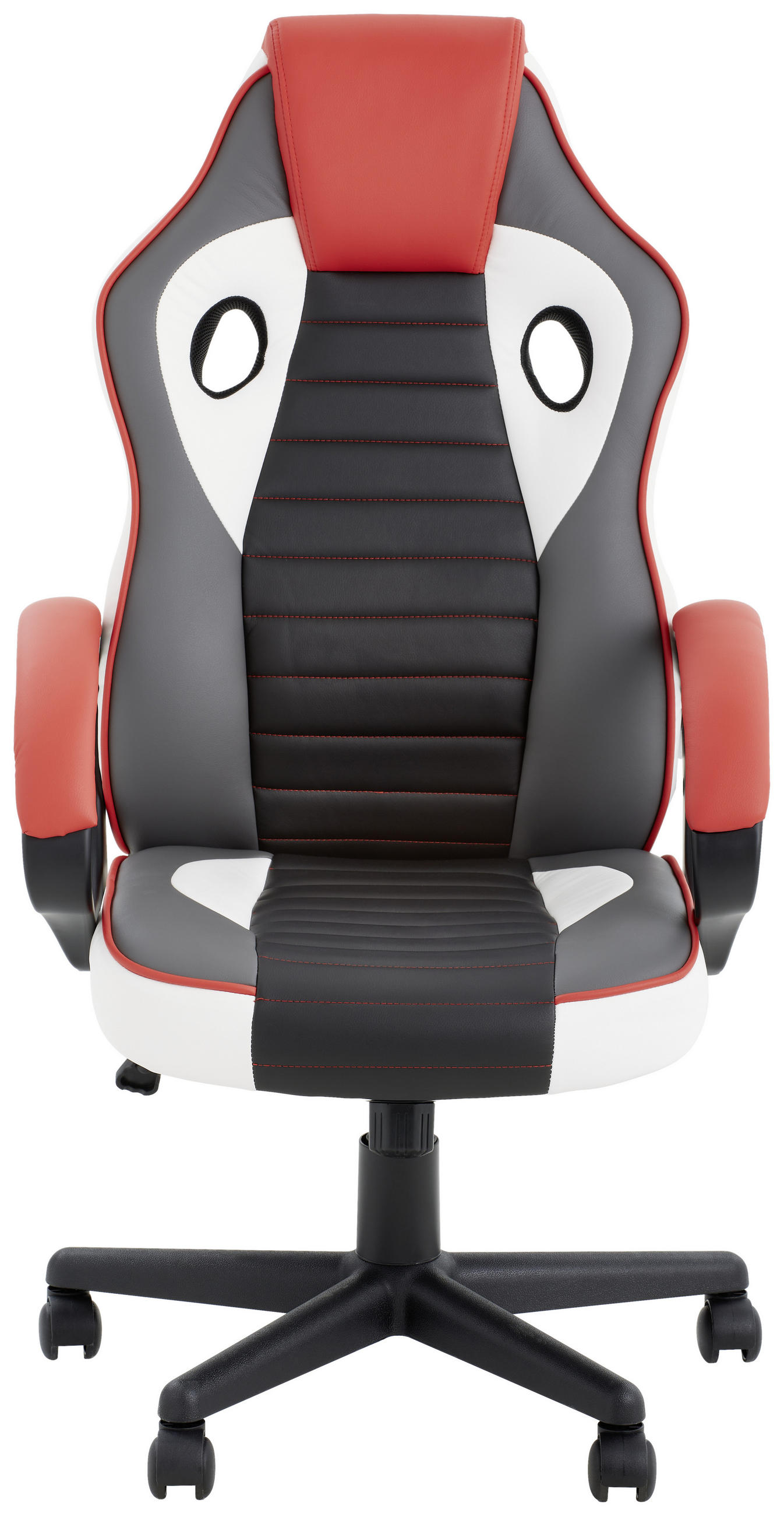 GAMINGSTUHL in Lederlook, Netzbespannung Rot, Schwarz, Weiß - Rot/Schwarz, Design, Kunststoff/Textil (64/105-115/70cm) - Livetastic