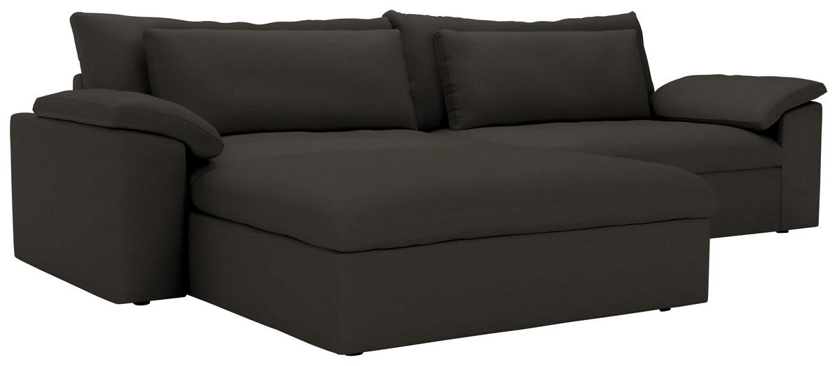 ECKSOFA  Chenille Mokka  - Schwarz/Mokka, Modern, Kunststoff/Textil (198/306cm) - Carryhome