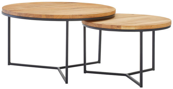 COUCHTISCH in Holz 80/80/44 cm  - Eichefarben/Schwarz, Design, Holz/Metall (80/80/44cm) - Linea Natura