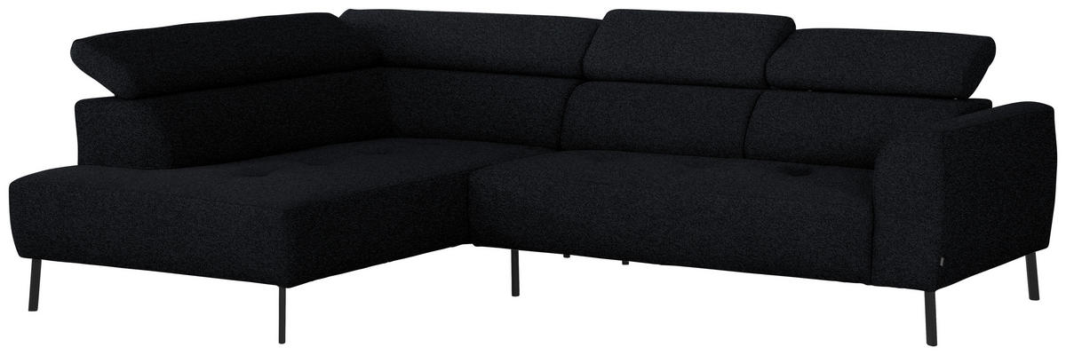 ECKSOFA in Chenille Anthrazit  205/280 cm  - Anthrazit/Schwarz, Design, Textil/Metall (205/280cm) - Xora