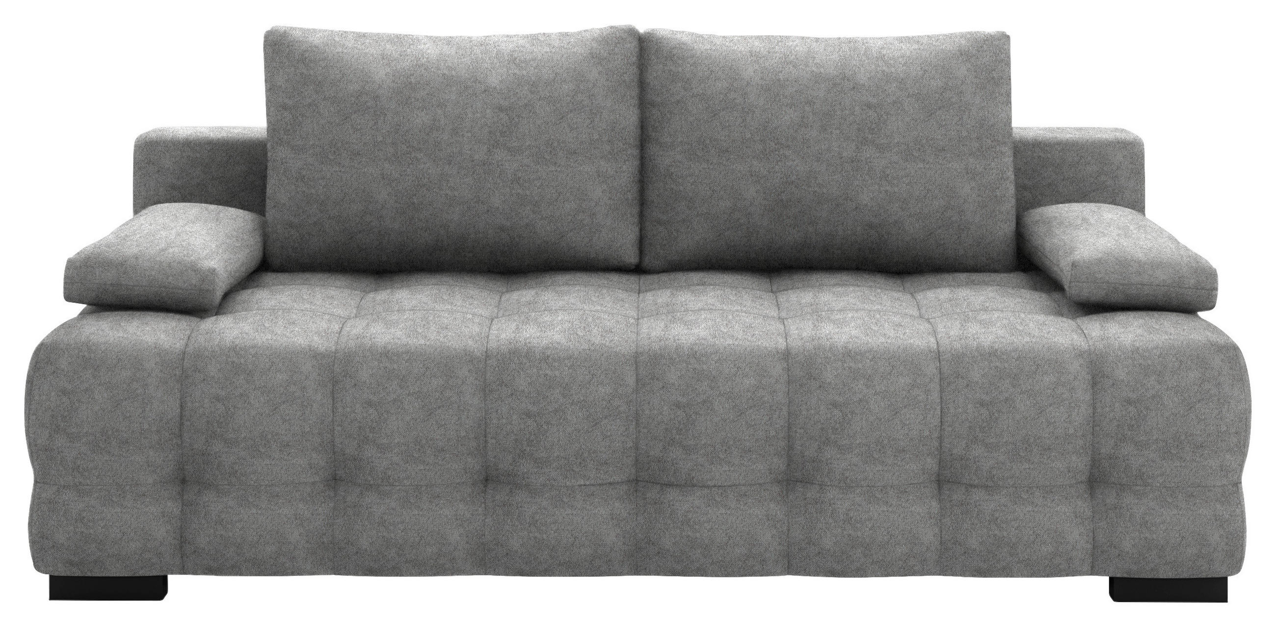 SCHLAFSOFA in Velours Hellgrau  - Hellgrau/Schwarz, KONVENTIONELL, Kunststoff/Textil (209/96/100cm) - Stylife