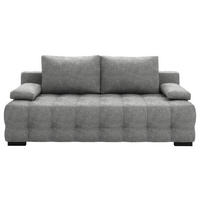 SCHLAFSOFA in Velours Hellgrau  - Hellgrau/Schwarz, KONVENTIONELL, Kunststoff/Textil (209/96/100cm) - Stylife