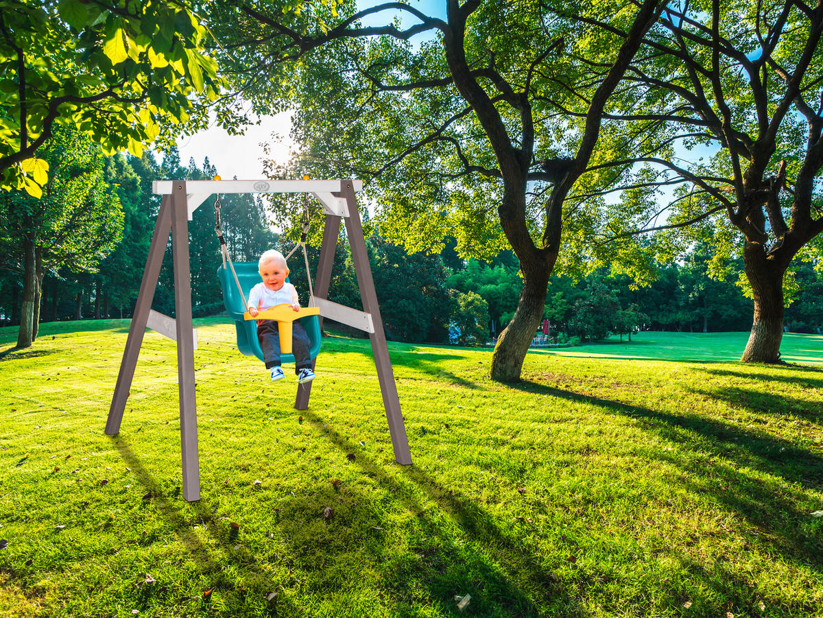 SCHAUKEL BABY SWING axi Baby Swing with seat  - Weiß/Grau, Basics, Holz/Kunststoff (120/134/103cm) - Ambia Garden