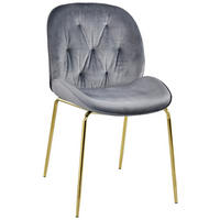 STUHL Samt Grau, Goldfarben  - Goldfarben/Grau, Design, Textil/Metall (48/85/62cm) - Novel