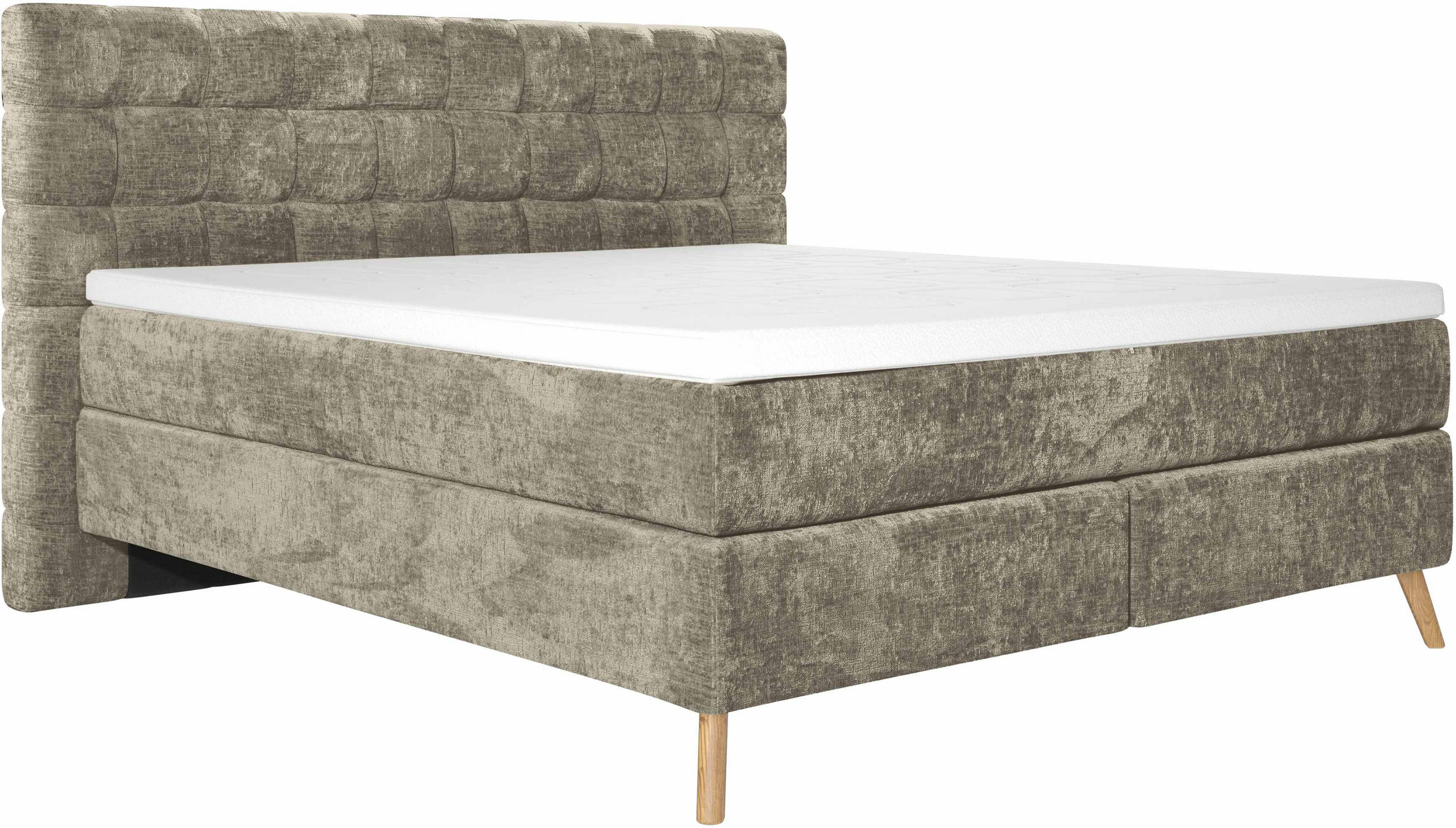 BOXSPRINGBETT 180/200 cm  in Hellbraun  - Hellbraun/Eichefarben, Design, Holz/Textil (180/200cm) - Esposa