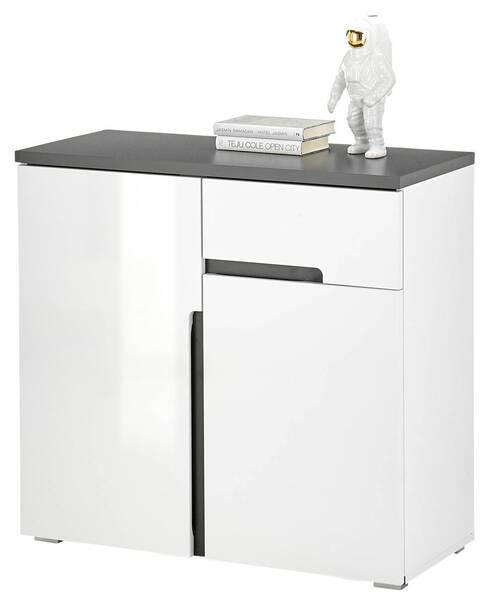 KOMMODE 88/83/38 cm  in Anthrazit, Weiß Hochglanz  - Weiß Hochglanz/Anthrazit, Design, Holzwerkstoff/Kunststoff (88/83/38cm) - MID.YOU