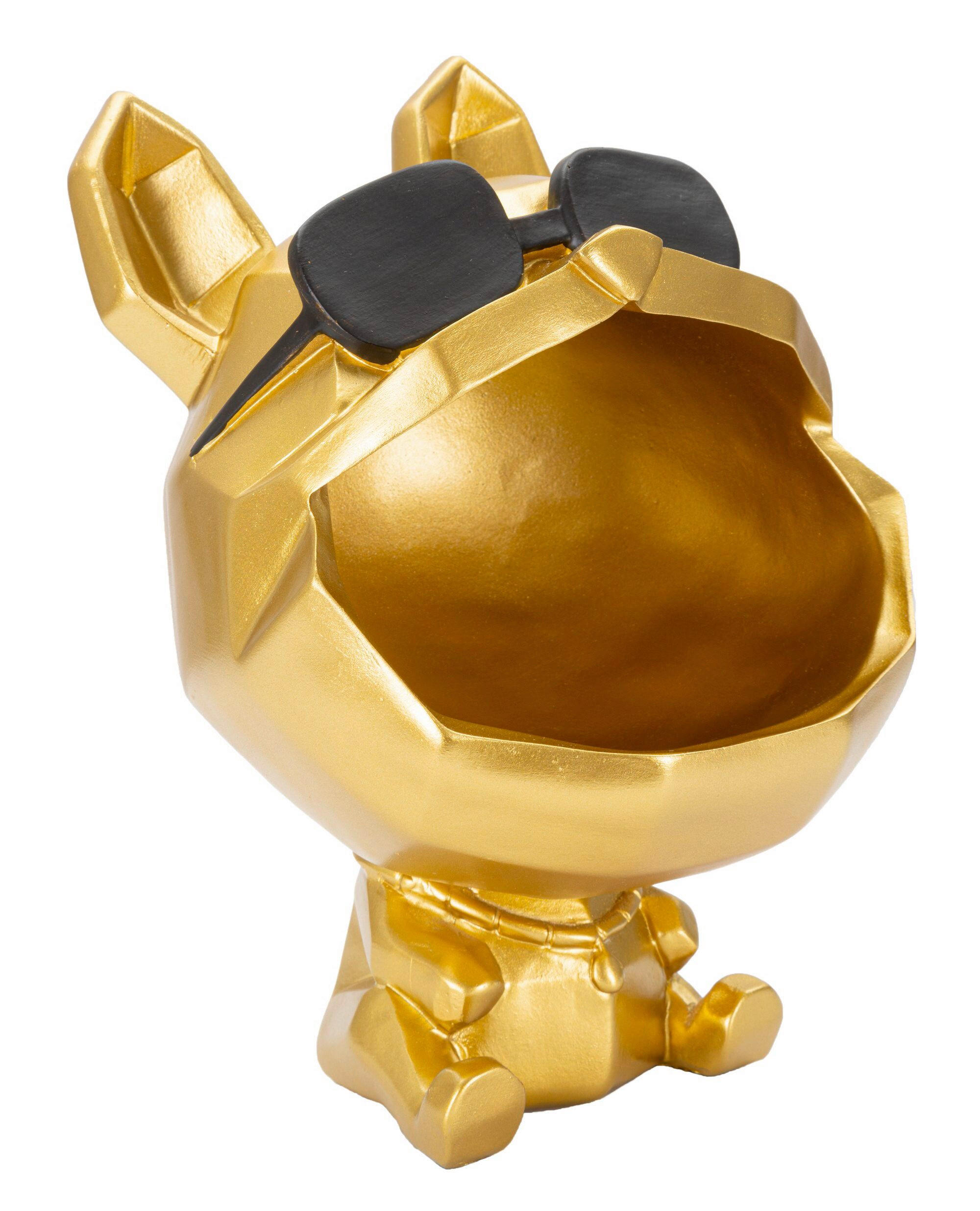 Skulptur Decor Dog Schwarz, Goldfarben B: 17 Cm