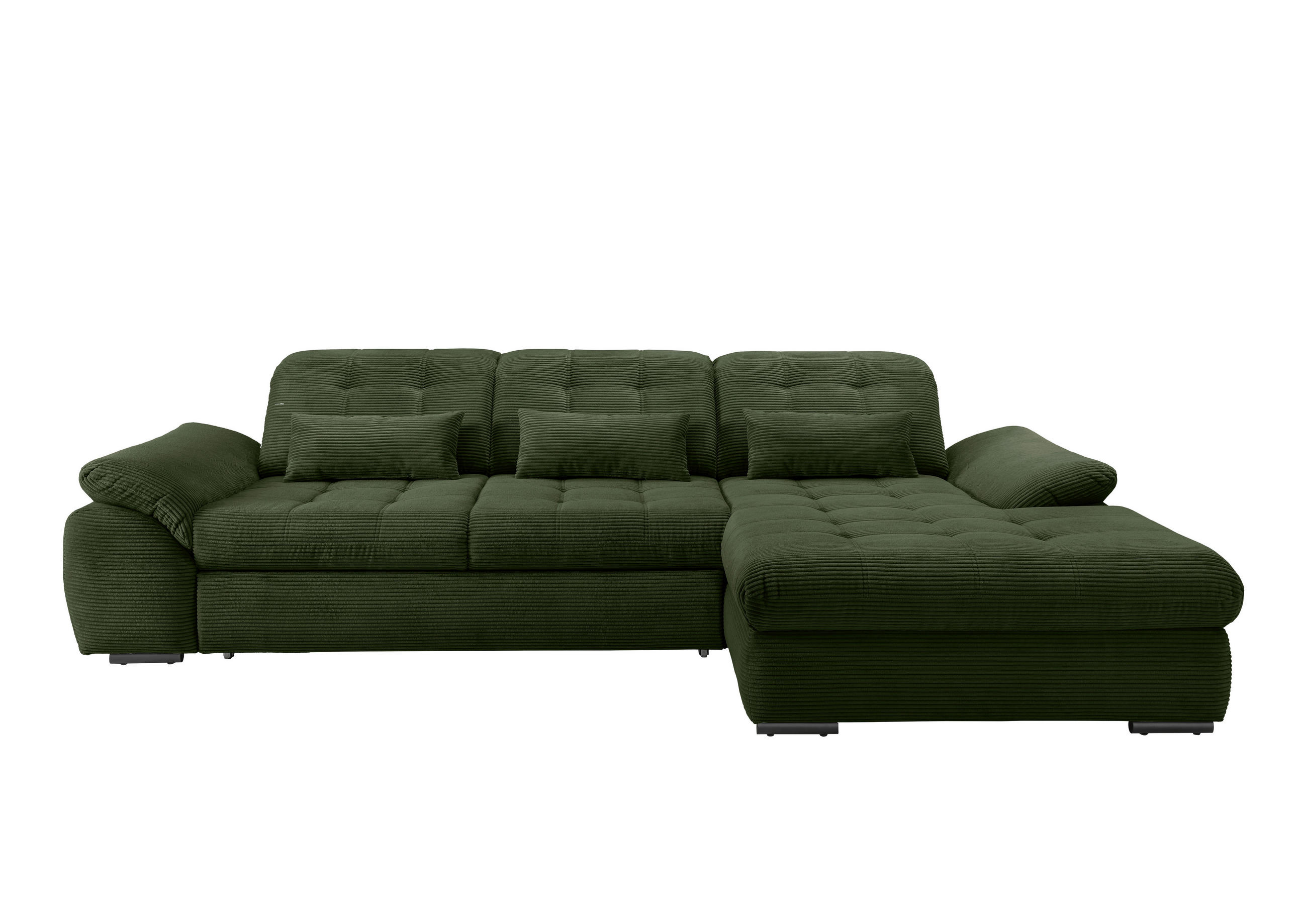 ECKSOFA Dunkelgrün Cord  - Dunkelgrün/Schwarz, MODERN, Textil/Metall (314/184cm) - Livetastic