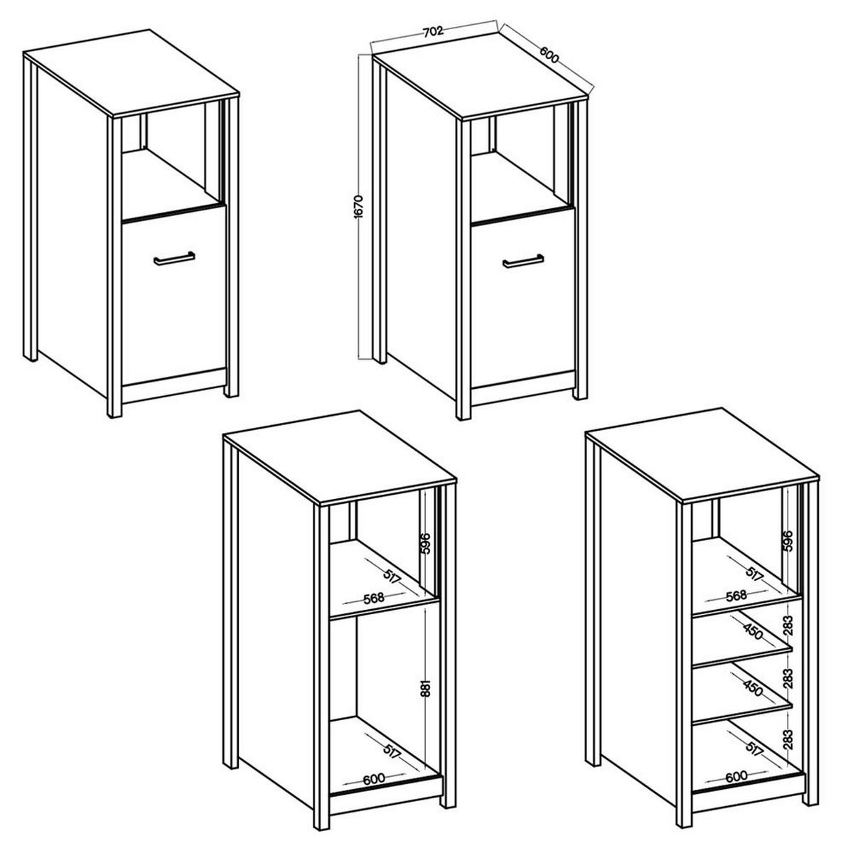 KÜCHENLEERBLOCK   in Weiß, Eiche Artisan  - Silberfarben/Weiß, MODERN, Glas/Holzwerkstoff (430/167/60cm) - home24